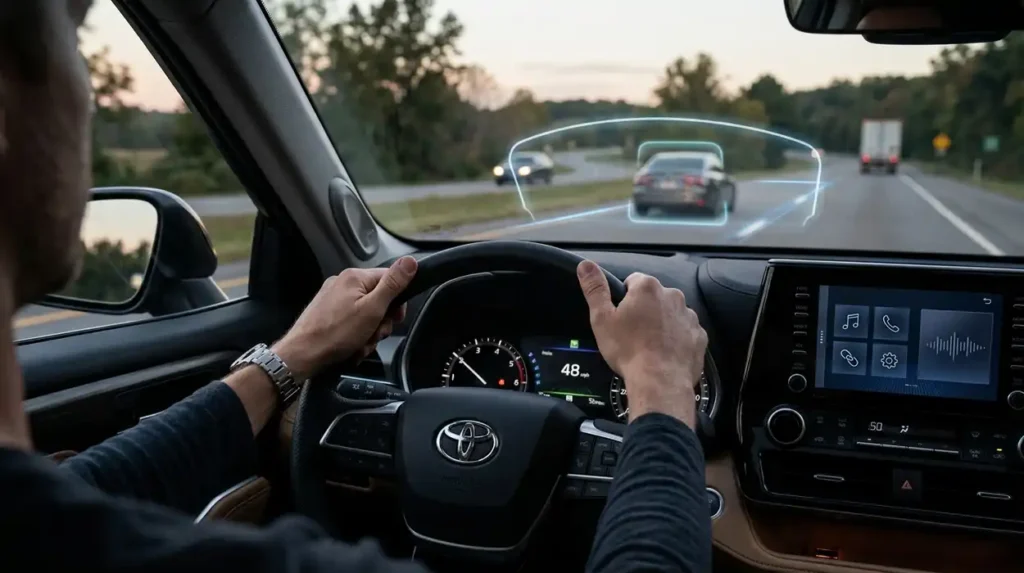 driver hands on steering wheel 