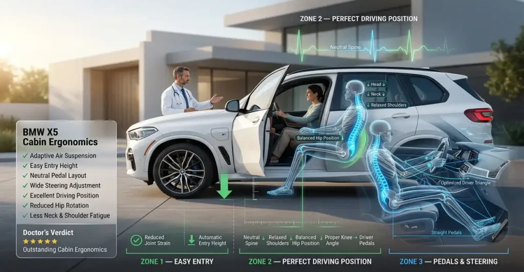 BMW X5 2026 Health Review: Is the Adaptive Air Suspension Worth It for a Bad Back? bmw x5 cabin ergonomics review 202608031856